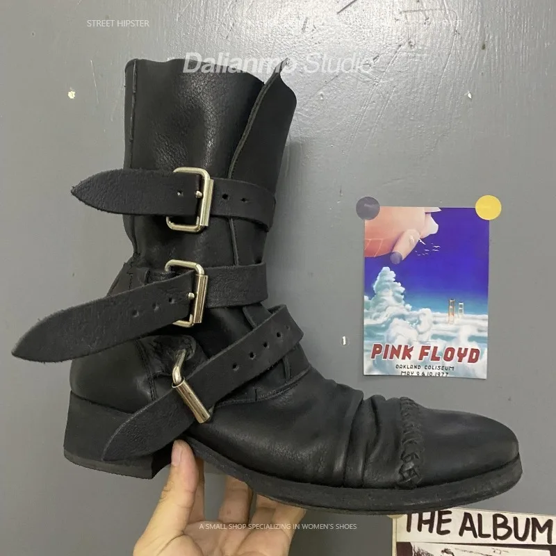Vintage Fashion For Mens - Moda Erkek Hakiki Deri Motosiklet Botları
