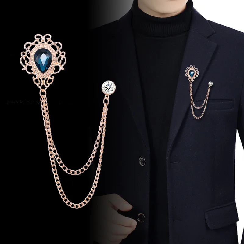 Vintage Fashion For Mens - Yeni Vintage Püsküllü Zincirli Kristal Yaka