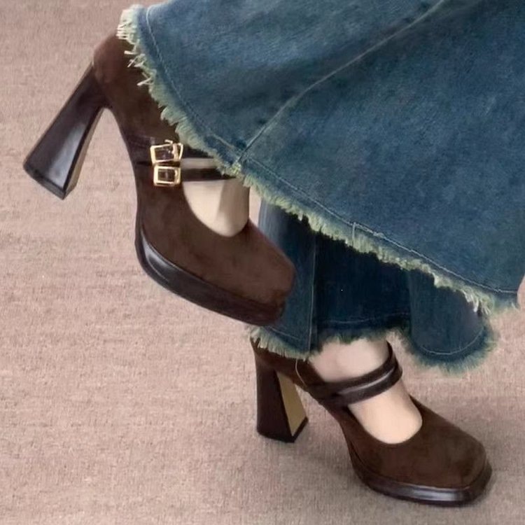 Vintage Fashion Girl - Vintage Kalın Topuklu Kadın Mary Jane