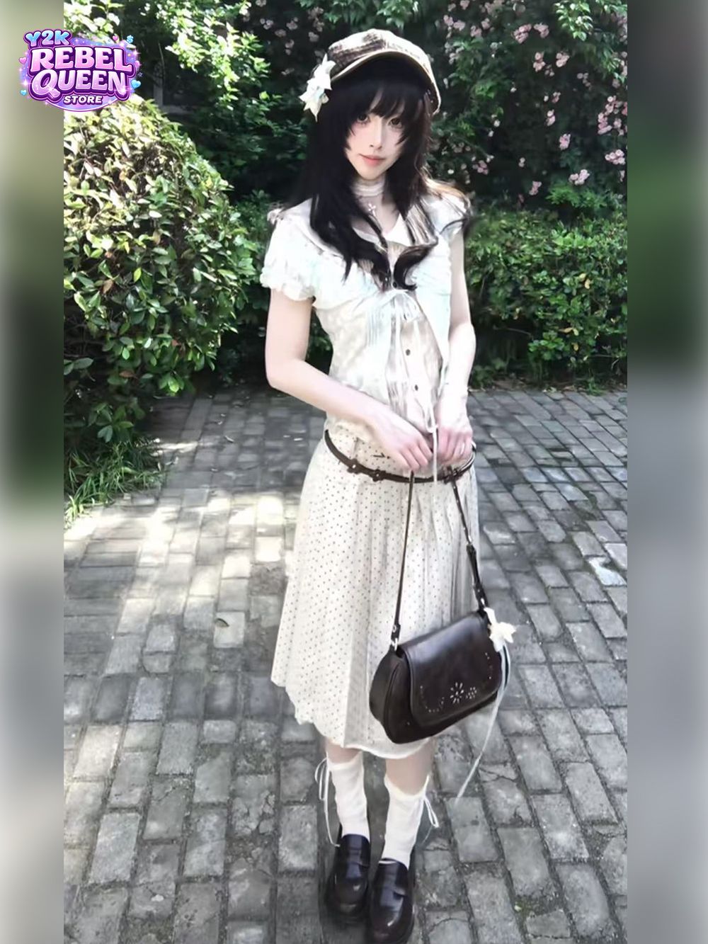 Crop Cardigan Vintage - Japon Vintage Tatlı Coquette Etek Takımı