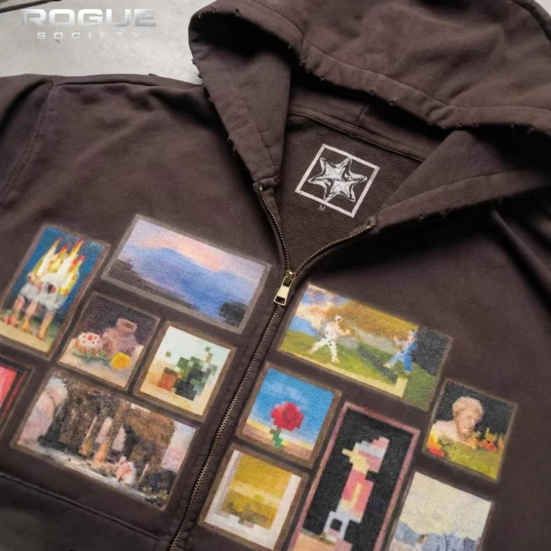 Crop Cardigan Vintage - Kore Vintage Sanat Baskı Erkekler Kırpılmış