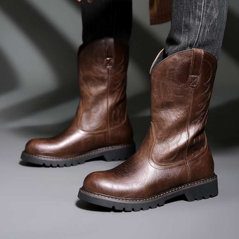 Vintage Fashion For Mens - Moda Erkek Kovboy Çizmeleri Yeni Nakış