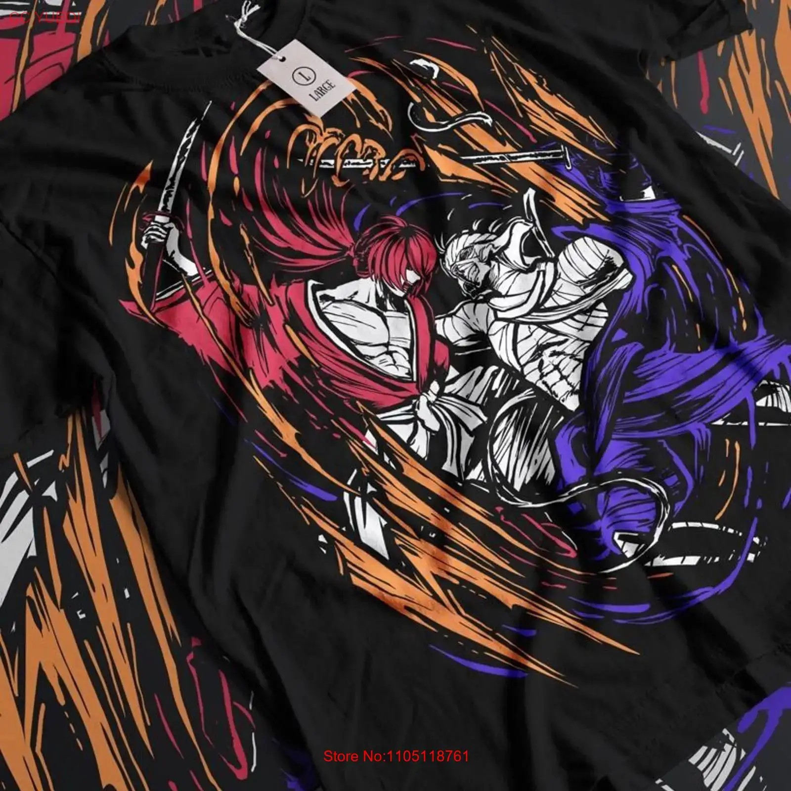 Vintage Fashion Art - Rurouni Kenshin Samuray Himura Tişört sanatı