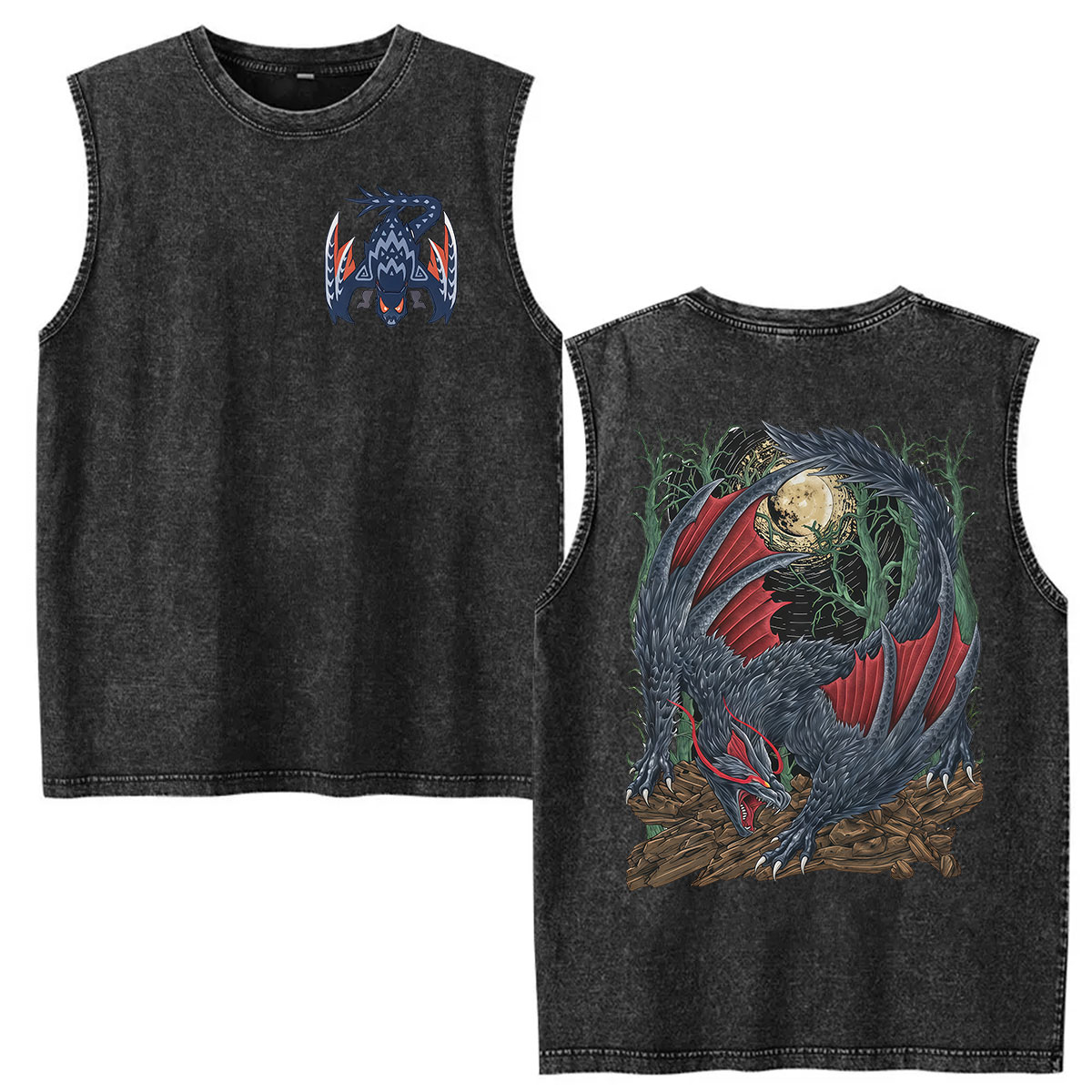Vintage Fashion Game - Vintage Yıkanmış Yelek Monster Hunter Nargacuga