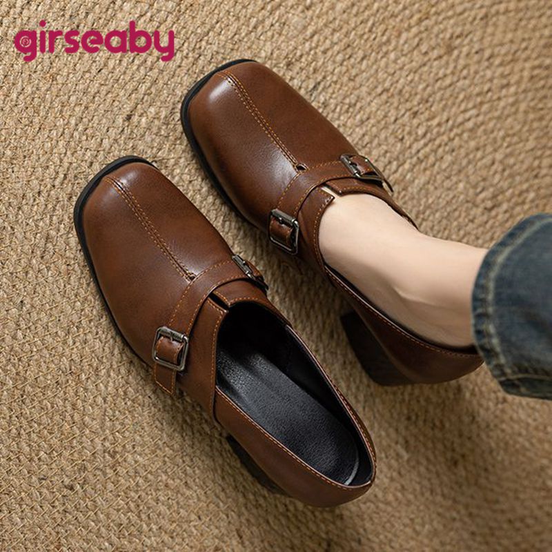 Vintage Women Fashion - Girseaby Vintage Kadın Pompaları Kare Ayak