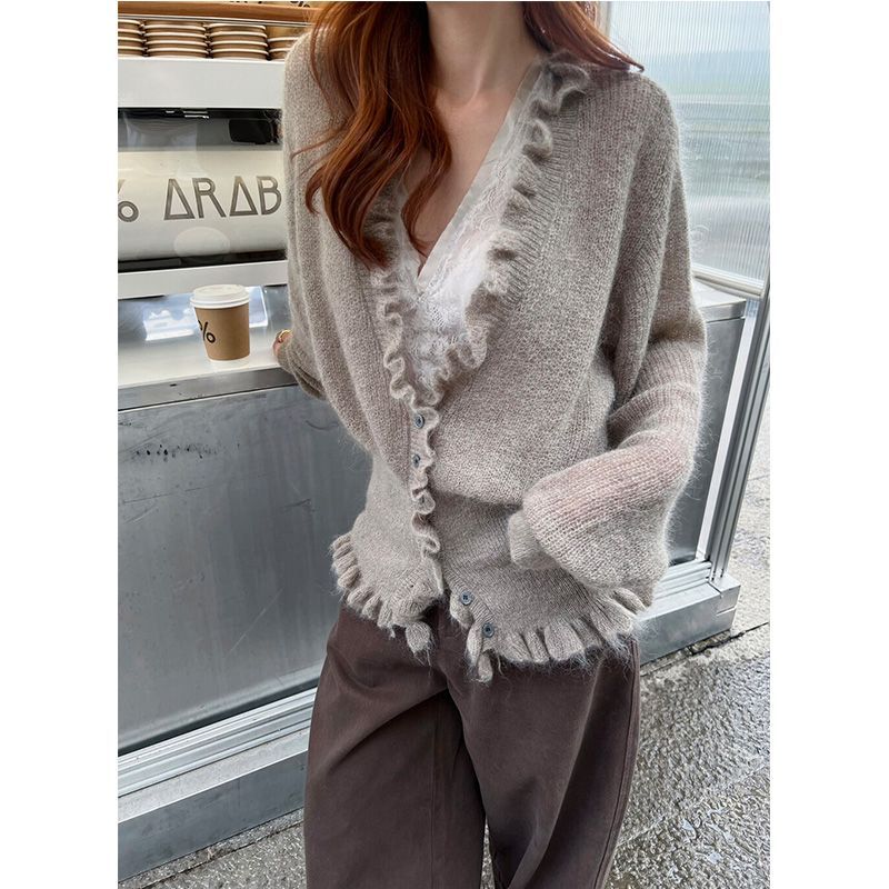 Kore Tarzı V Yaka Fırfırlı Tat - Crop Cardigan Vintage incelemesi ve fiyatı