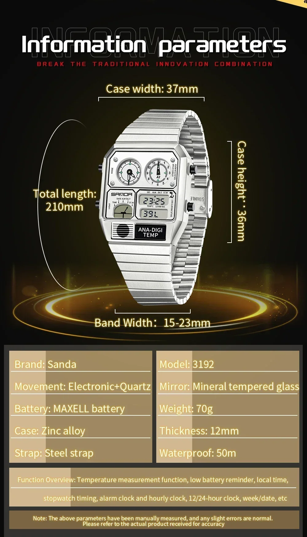 SANDA 3192 Moda Unisex Saat LE - Vintage Fashion Complete incelemesi ve fiyatı