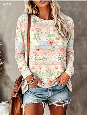 Kadın Uzun Kollu Tişört Pastel - Printed Floral Shirt incelemesi ve fiyatı