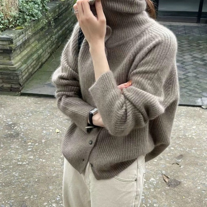 Kadın Stand Yaka Hırka Kazak Z - Crop Cardigan Vintage incelemesi ve fiyatı